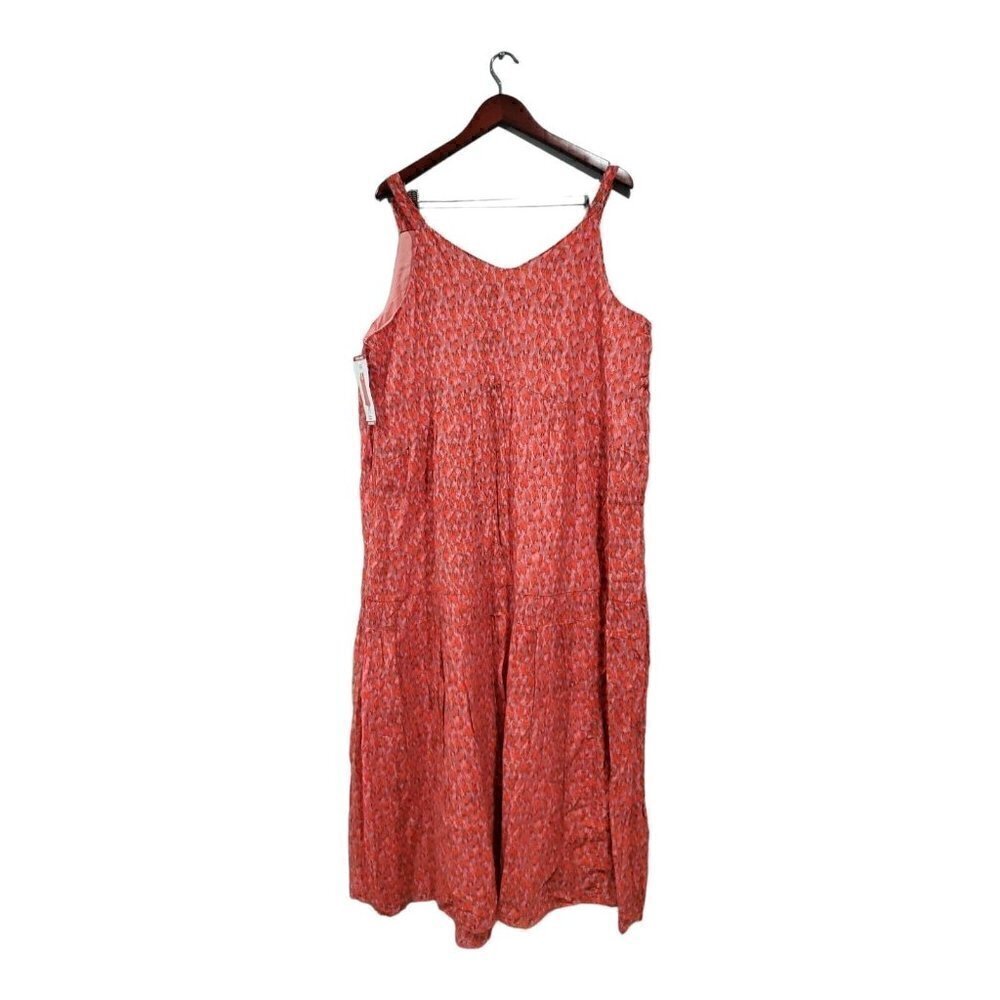NWT Joie Women's Maxi Dress XL Red Animal Print Orange Pink Midi Tea Ros… - Picture 4 of 15